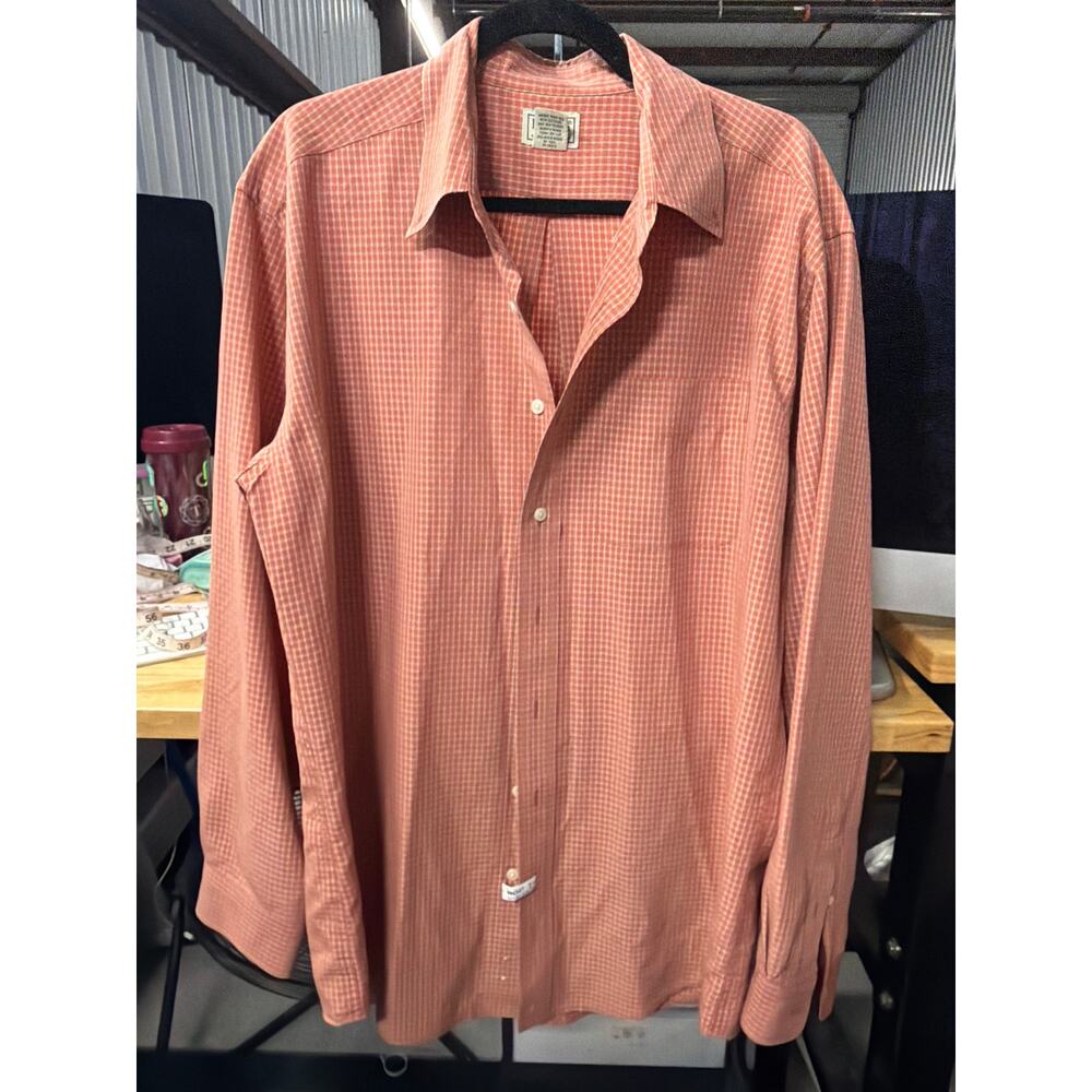 L.L.Bean Men’s Large Tall Button Shirt Rust Plaid Lightweight - Picture 2 of 5